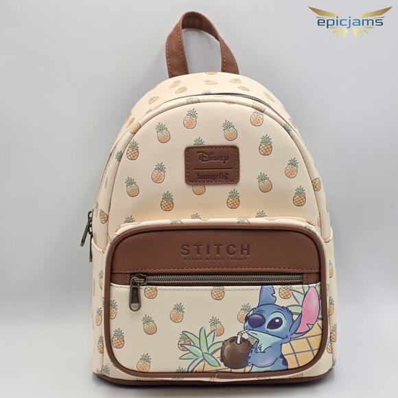 Loungefly Disney Lilo & Stitch Pineapple Brown Mini Backpack Bag New - Picture 1 of 5